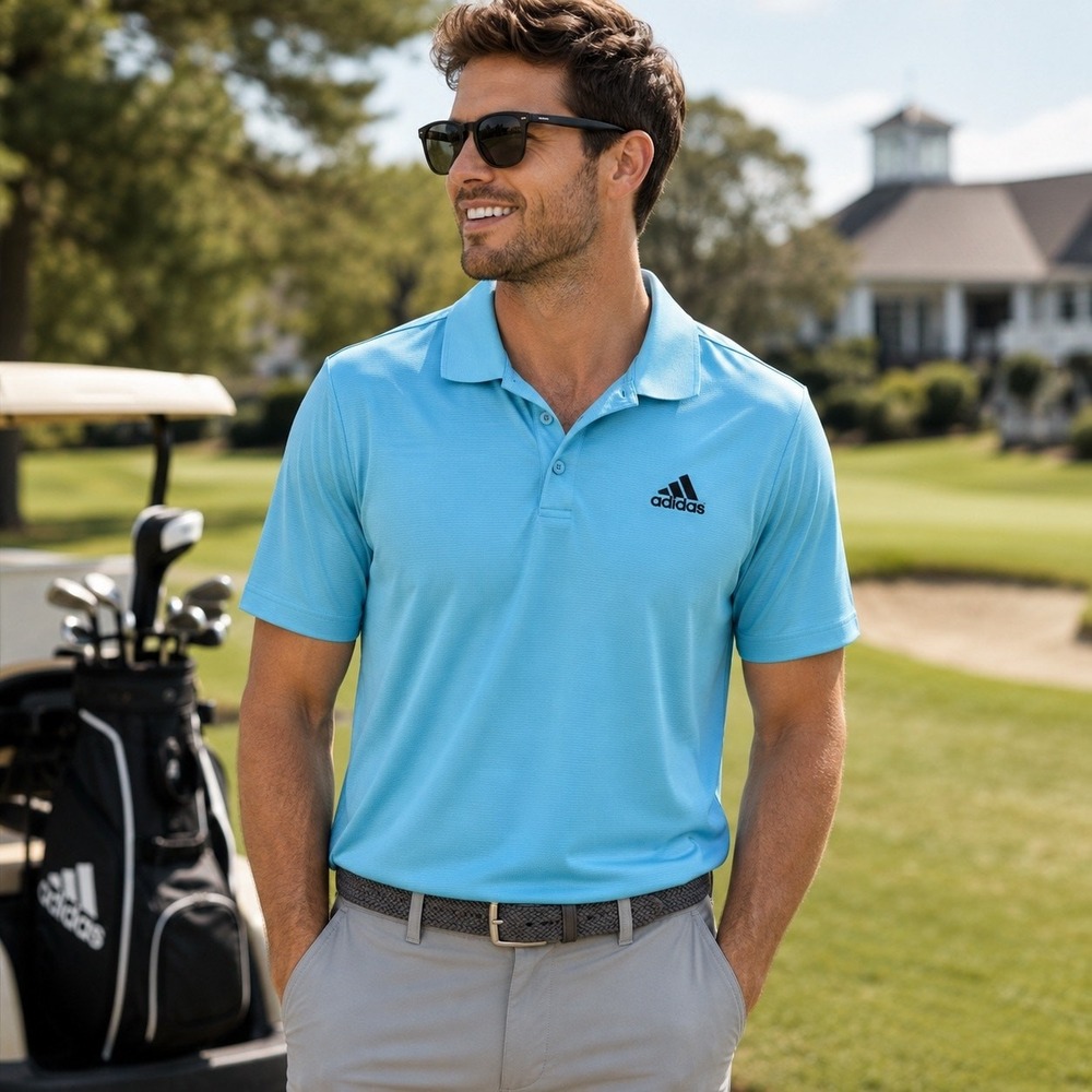 Adidas Golf Polo Shirt Men's XL Blue AEROREADY Moisture Wicking Performance